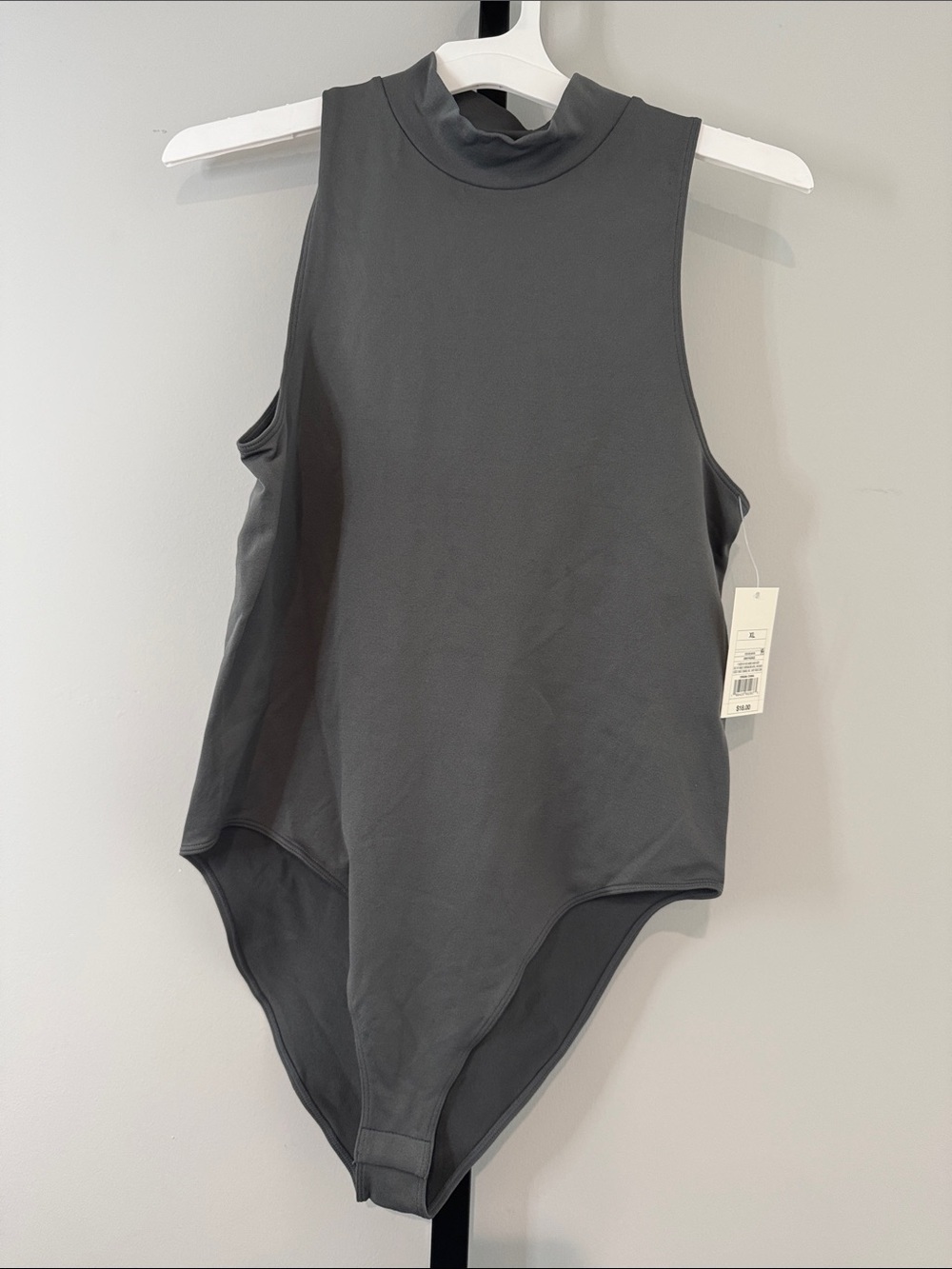 A New Day Sleeveless Mock Neck Bodysuit Charcoal Gray New NWT